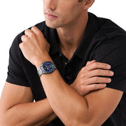  Shop Authentic Michael Kors Accelerator Chronograph Blue Dial Grey Steel Strap Watch For Men - MK9111 - Luxxuri