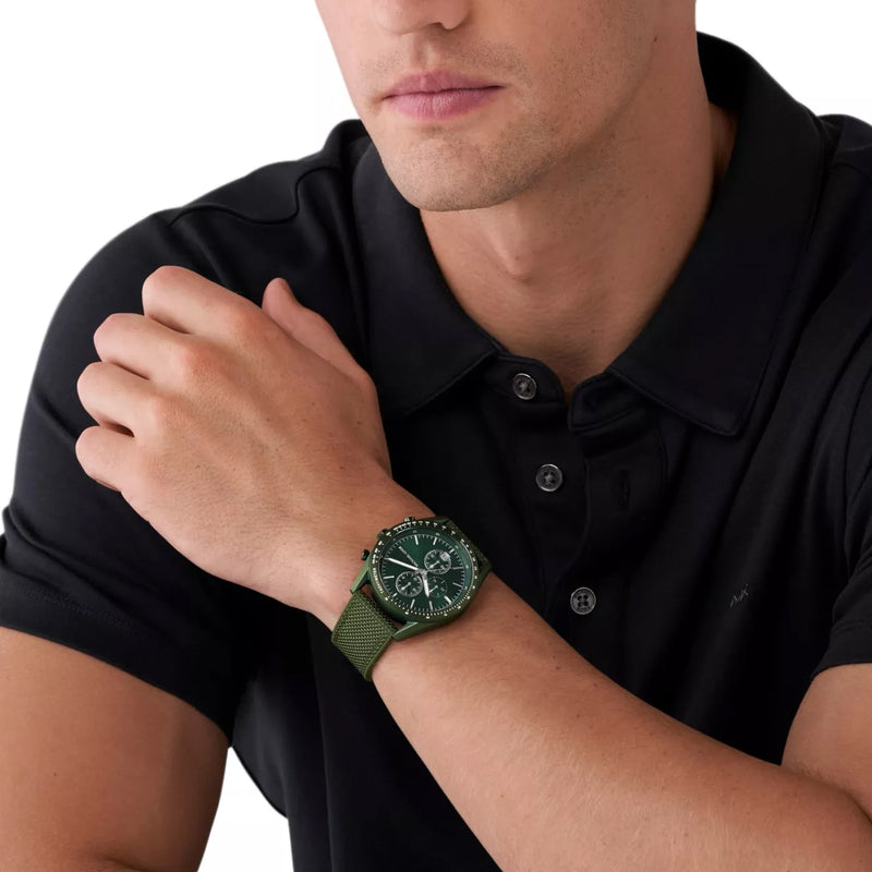 Shop Authentic Michael Kors Accelerator Chronograph Green Dial Green Nylon Strap Watch for Men - MK9144 - Luxxuri