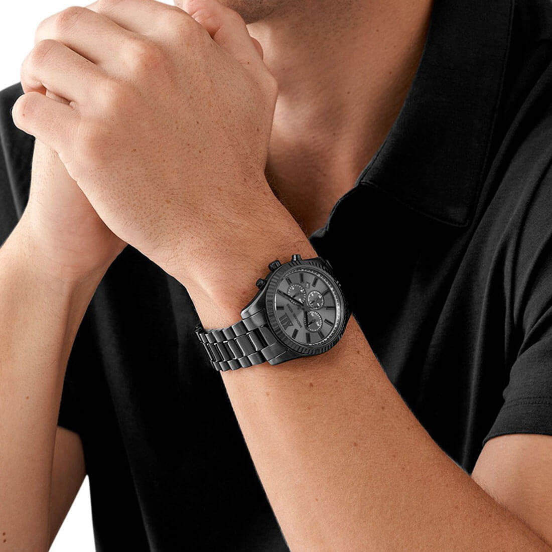  Shop Authentic Michael Kors Lexington Chronograph Black Dial Black Steel Strap Watch for Men - MK9154 - Luxxuri