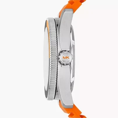  Shop Authentic Michael Kors Maritime Three-Hand Analog Black Dial Orange Silicone Strap Watch for Men - MK9157 - Luxxuri