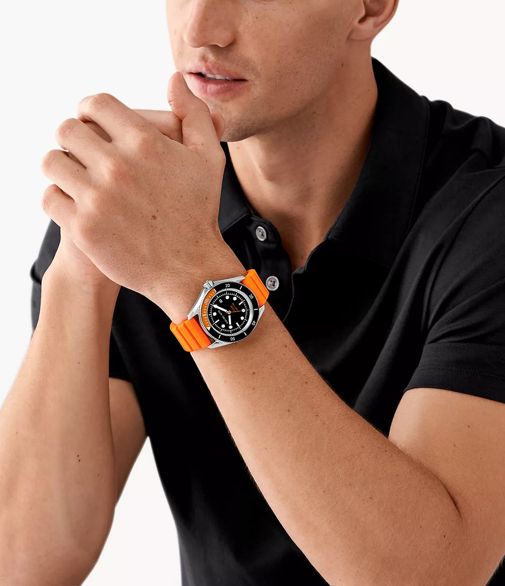  Shop Authentic Michael Kors Maritime Three-Hand Analog Black Dial Orange Silicone Strap Watch for Men - MK9157 - Luxxuri