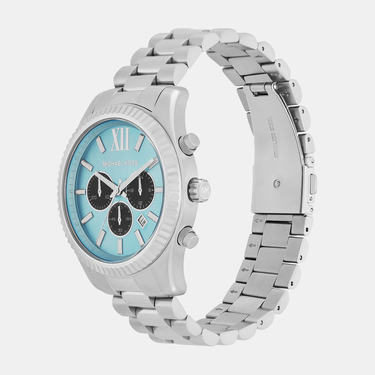  Shop Authentic Michael Kors Lexington Chronograph Blue Dial Silver Steel Strap Watch for Men - MK9165 - Luxxuri