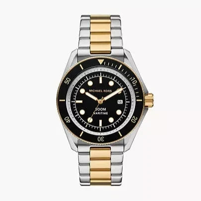  Shop Authentic Michael Kors Maritime Three Hand Black Dial Two Tone Steel Strap Watch for Men - MK9180 - Luxxuri