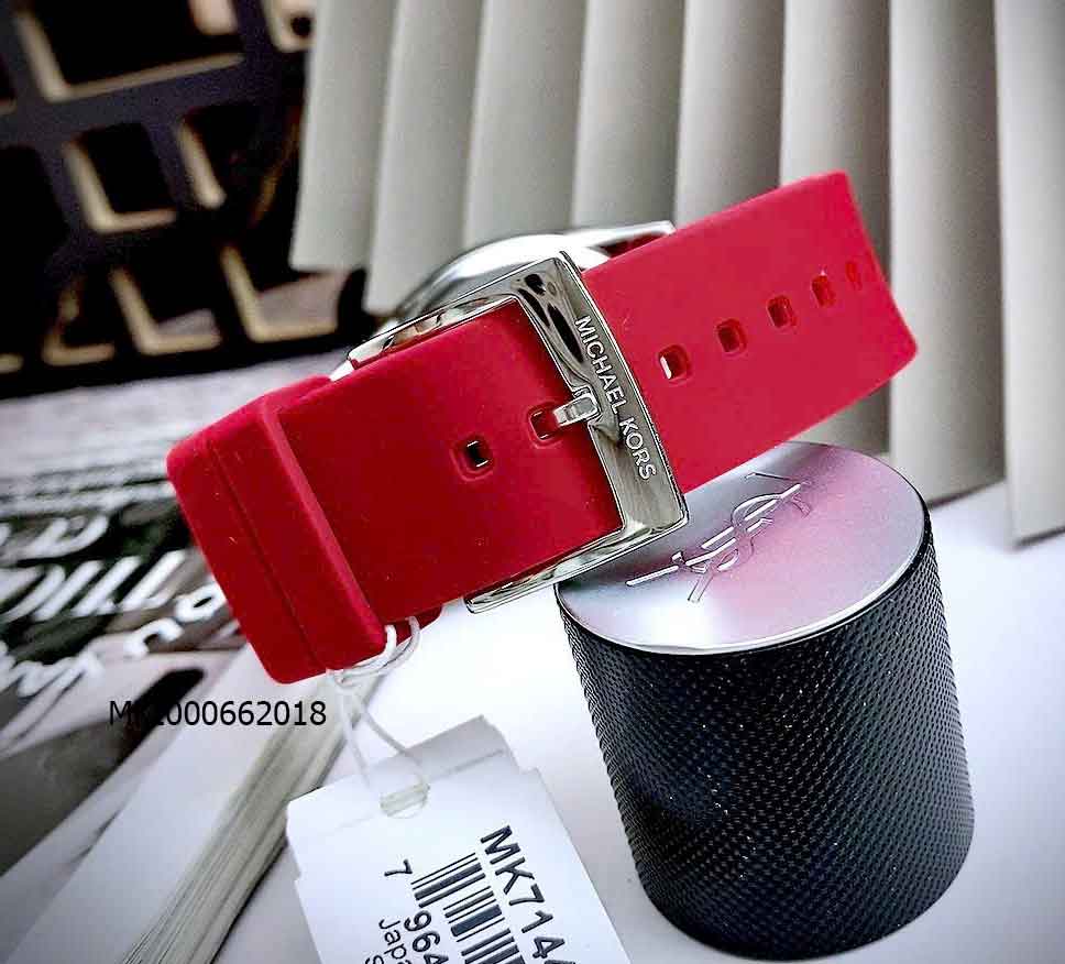  Shop Authentic Michael Kors Janelle Three Hand Red Dial Red Rubber Strap Watch For Women - MK7144 - Luxxuri