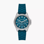  Shop Authentic Michael Kors Mini Pilot Pave Blue Dial Blue Silicone Strap Watch for Women - MKO1004 - Luxxuri