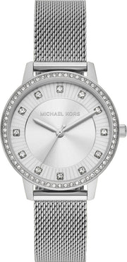  Shop Authentic Michael Kors Quartz Crystals White Dial Silver Mesh Strap Watch for Women - MKO1013 - Luxxuri