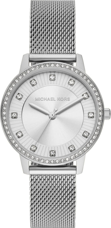  Shop Authentic Michael Kors Quartz Crystals White Dial Silver Mesh Strap Watch for Women - MKO1013 - Luxxuri