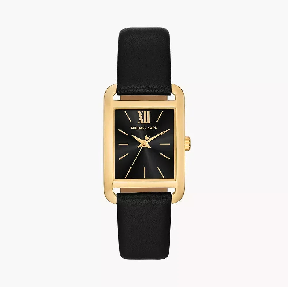  Shop Authentic Michael Kors Monroe Three Hand Black Dial Black Leather Strap Watch for Women - MKO1027 - Luxxuri