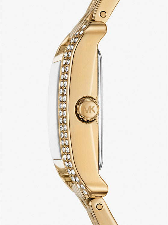 Shop Authentic Michael Kors Monroe Pave Crystals White Dial Gold Steel Strap Watch for Women - MKO1034 - Luxxuri