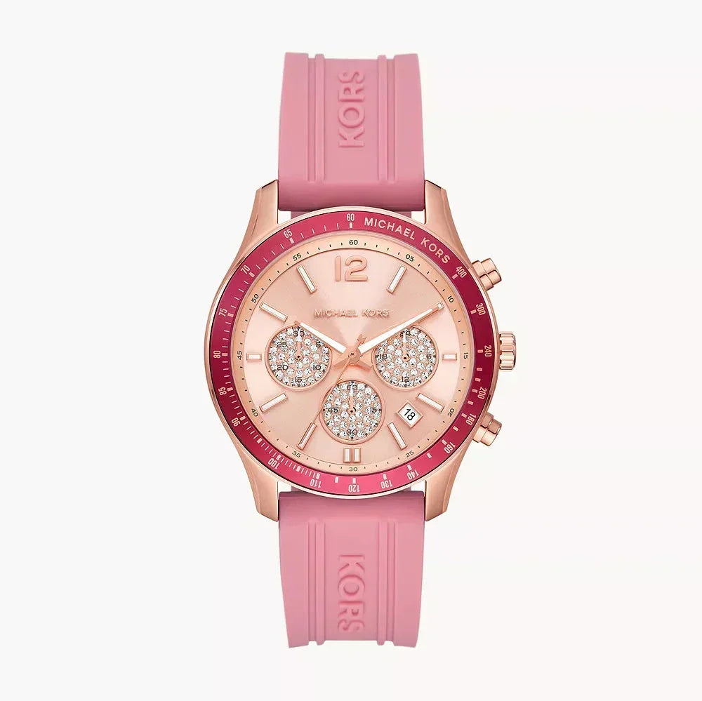  Shop Authentic Michael Kors Berkley Quartz Rose Gold Dial Pink Rubber Strap Watch for Women - MKO1039 - Luxxuri