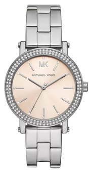  Shop Authentic Michael Kors Corey Three Hand Pink Dial Silver Steel Strap Watch for Women - MKO1050 - Luxxuri