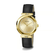  Shop Authentic Guess Rumour Quartz Gold Dial Black Leather Strap Watch For Women - GW0689L2 - Luxxuri