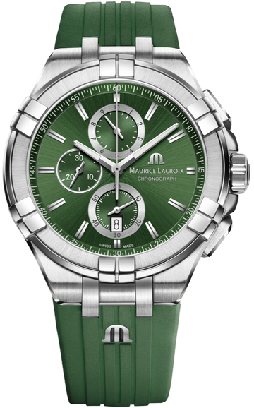  Shop Authentic Maurice Lacroix Aikon Chronograph Green Dial Green Rubber Strap Watch for Men  - AI1018-SS000-630-5 - Luxxuri