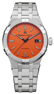  Shop Authentic Maurice Lacroix Aikon Automatic Date Orange Dial Silver Steel Strap Watch For Men - AI6008-SS00F-530-E - Luxxuri