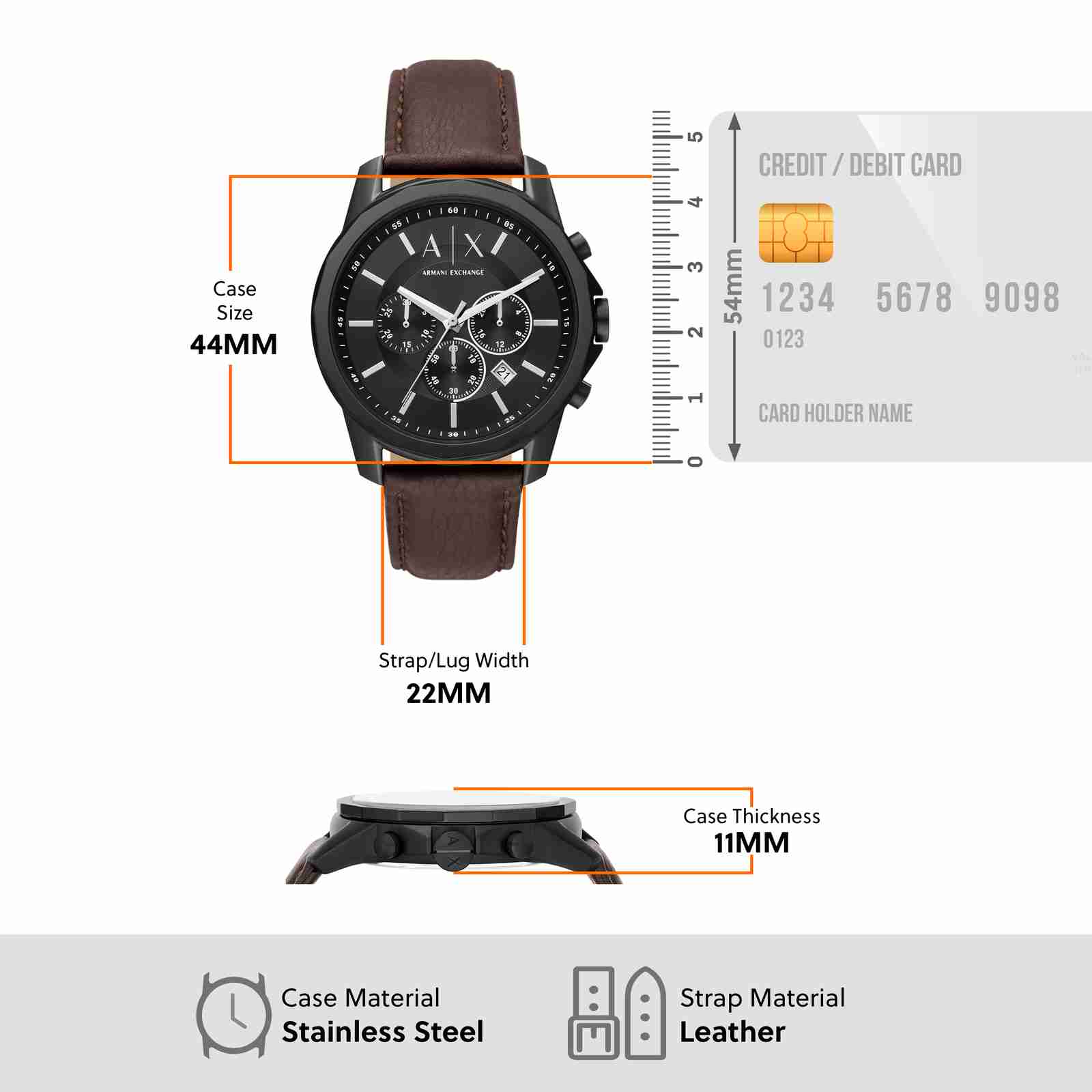  Shop Authentic Armani Exchange Outerbanks Chronograph Black Dial Brown Leather Strap Watch For Men - AX1732 - Luxxuri