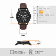  Shop Authentic Armani Exchange Outerbanks Chronograph Black Dial Brown Leather Strap Watch For Men - AX1732 - Luxxuri