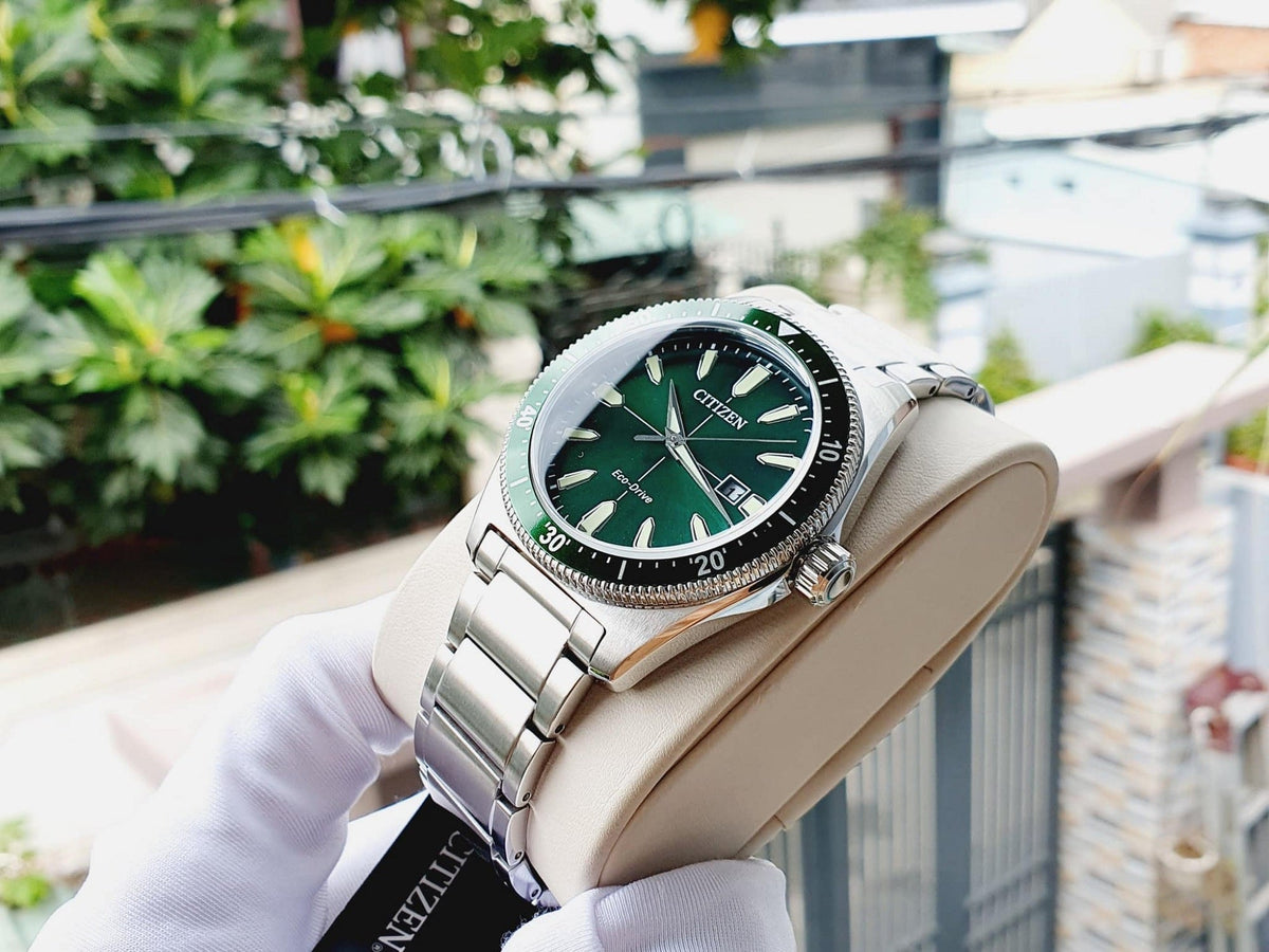  Shop Authentic Citizen Eco Drive Vintage Green Dial Silver Steel Strap Watch For Men - AW1598-70X - Luxxuri