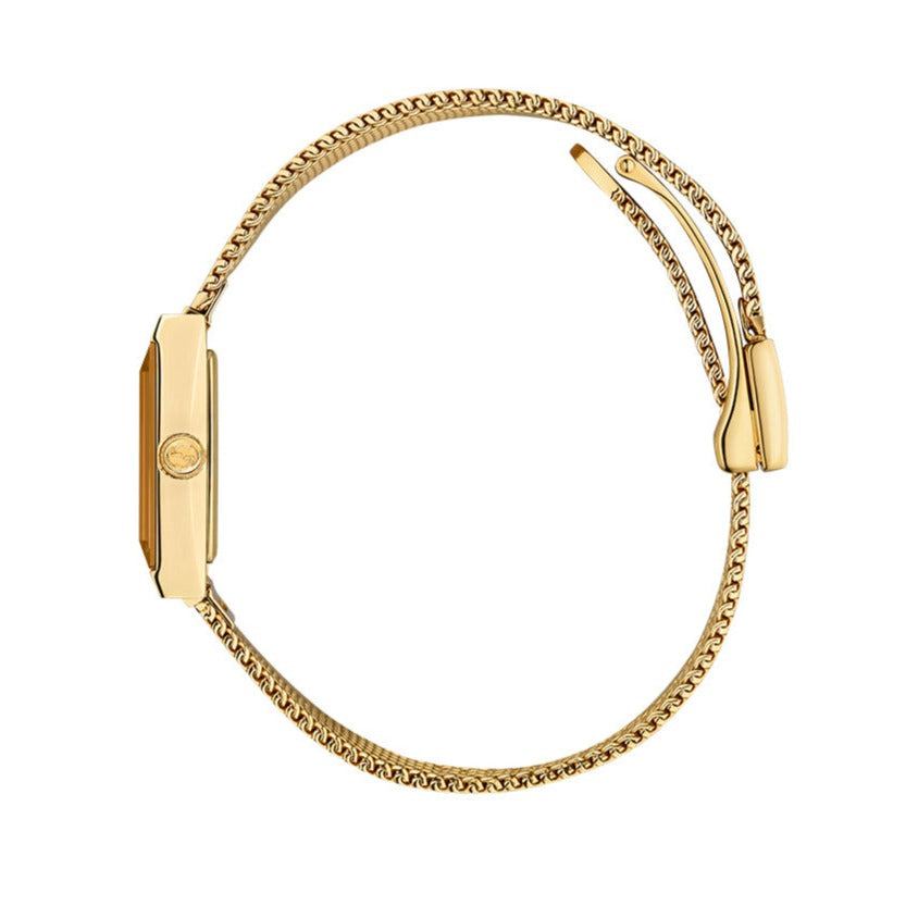  Shop Authentic Gucci G Frame Quartz Diamonds White Red Blue Dial Gold Mesh Bracelet Watch For Women - YA147511 - Luxxuri