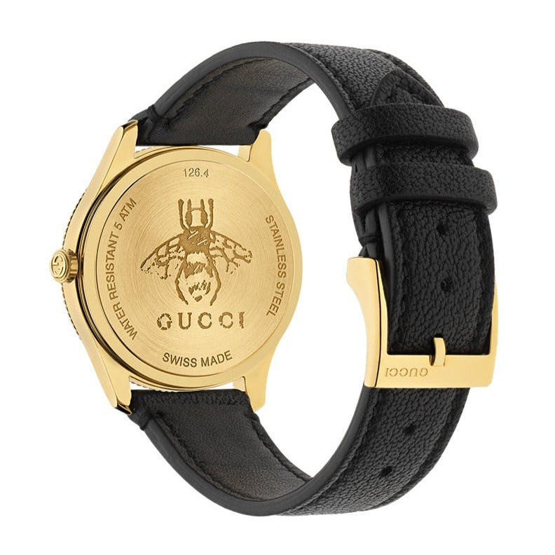  Shop Authentic Gucci G Timeless Quartz Silver Dial Black Leather Strap Watch For Women - YA1264181 - Luxxuri