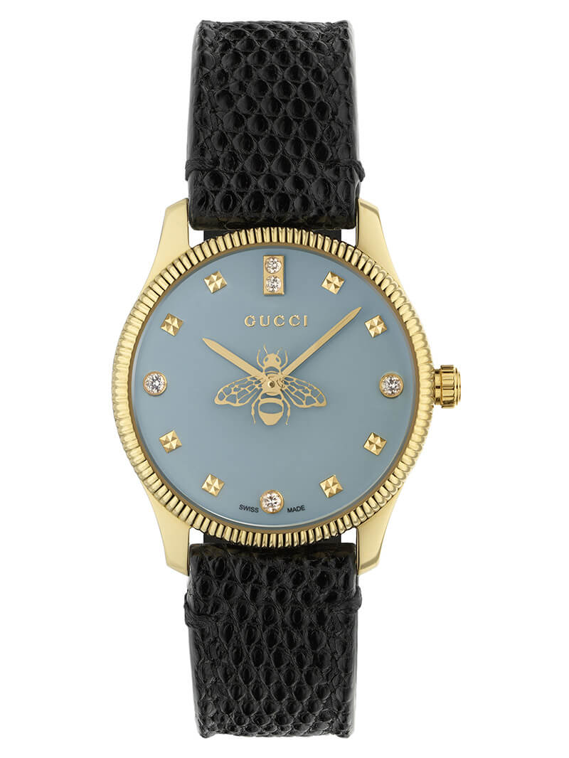  Shop Authentic Gucci G Timeless Quartz Blue Dial Black Leather Strap Watch For Men - YA1265018 - Luxxuri