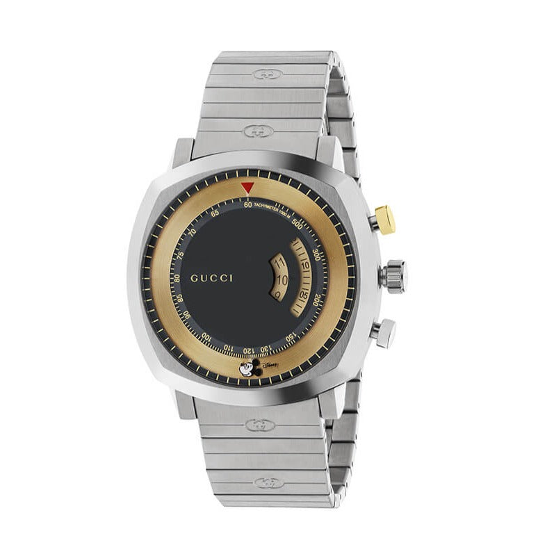  Shop Authentic Gucci Grip Chronograph Disney Black Dial Silver Steel Strap Watch For Men - YA157307 - Luxxuri