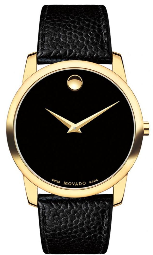  Shop Authentic Movado Museum Black Dial Black Leather Strap Watch For Men - 0607014 - Luxxuri