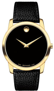  Shop Authentic Movado Museum Black Dial Black Leather Strap Watch For Men - 0607014 - Luxxuri