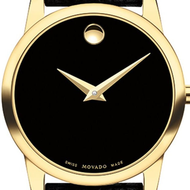 Shop Authentic Movado Museum Classic Black Dial Black Leather Strap Watch For Women - 0607016 - Luxxuri