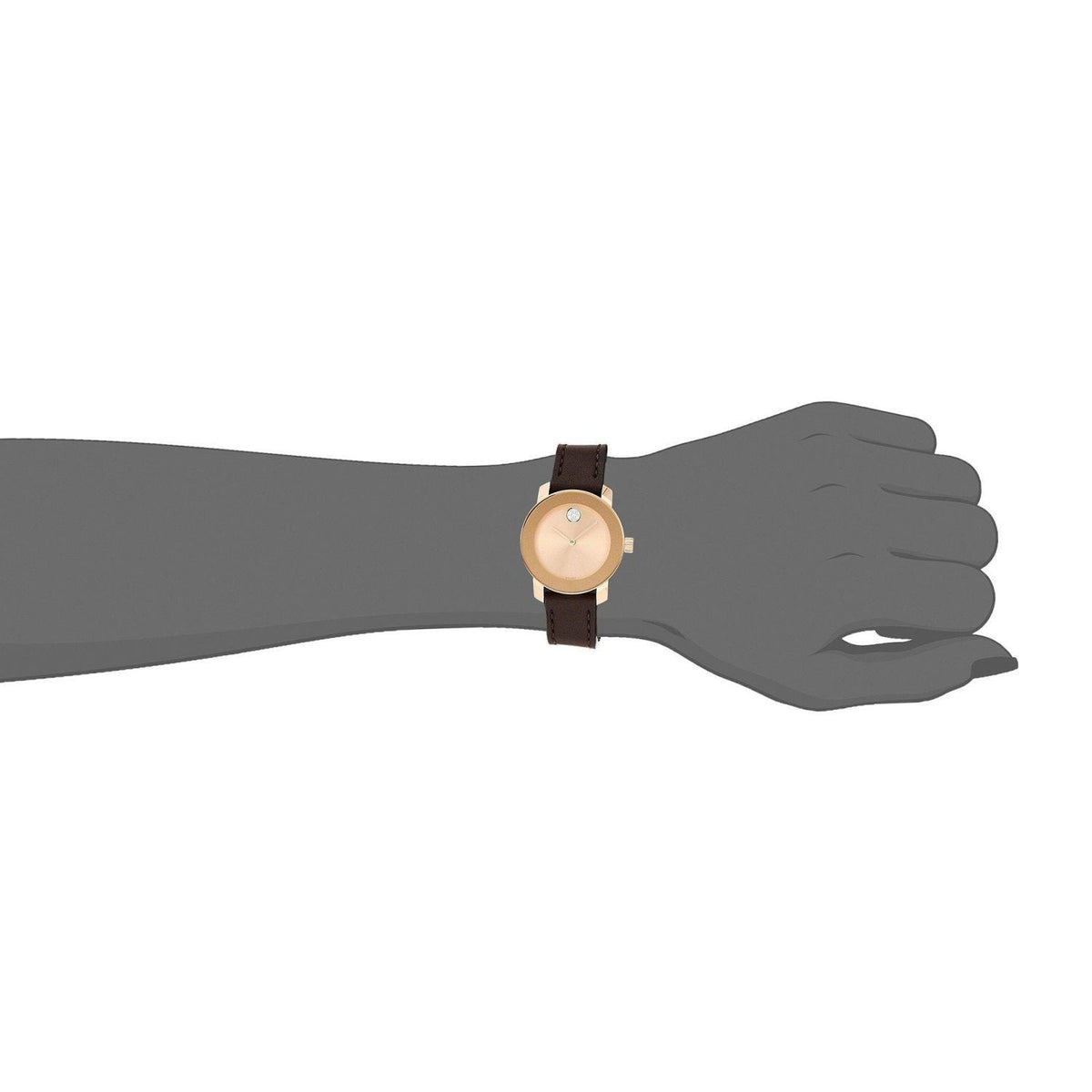  Shop Authentic Movado Bold Rose Gold Dial Brown Leather Strap Watch For Women - 3600438 - Luxxuri