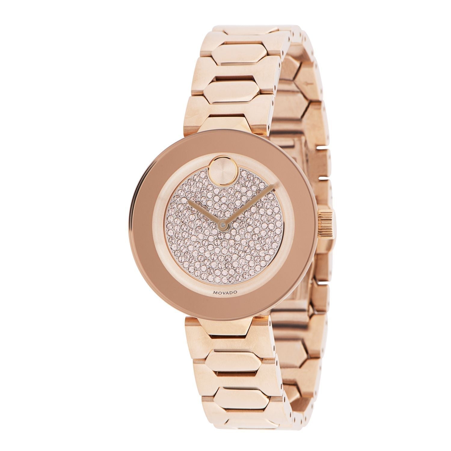 Shop Authentic Movado Bold Crystal Pave Rose Gold Dial Rose Gold Steel Strap Watch For Women - 3600493 - Luxxuri