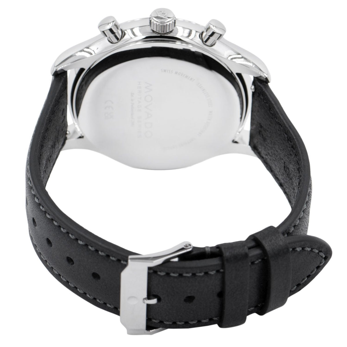 Shop Authentic Movado Heritage Chronograph Black Dial Black Leather Strap Watch for Men - 3650005 - Luxxuri