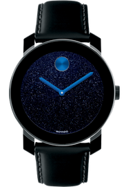  Shop Authentic Movado Bold Metallic Blue Dial Black Leather Strap Watch for Men - 3600137 - Luxxuri