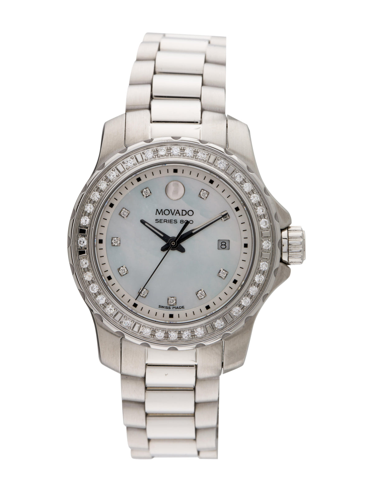  Shop Authentic Movado Series 800 29mm Mother of Pearl Dial Diamond Watch For Women - 2600120 - Luxxuri