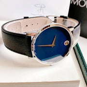  Shop Authentic Movado Museum Classic Blue Dial Black Leather Strap Watch for Men - 0607197 - Luxxuri