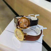  Shop Authentic Movado Bold Gold Dial Brown Leather Strap Watch for Women - 3600437 - Luxxuri