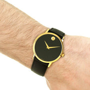  Shop Authentic Movado Museum Classic Quartz Black Dial Black Leather Strap Watch for Men - 0607195 - Luxxuri