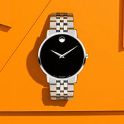  Shop Authentic Movado Museum Classic Black Dial Silver Steel Strap Watch for Men - 0607199 - Luxxuri