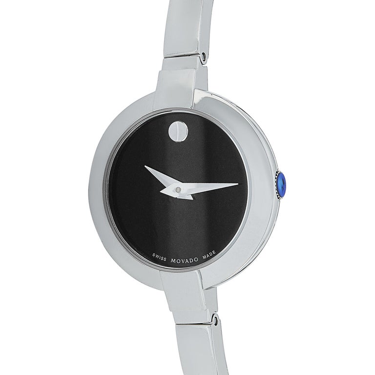  Shop Authentic Movado Bela Black Dial Silver Steel Strap Watch For Women - 0606595 - Luxxuri
