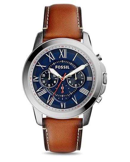  Shop Authentic Fossil Grant Chronograph Blue Dial Brown Leather Strap Watch for Men - FS5210 - Luxxuri