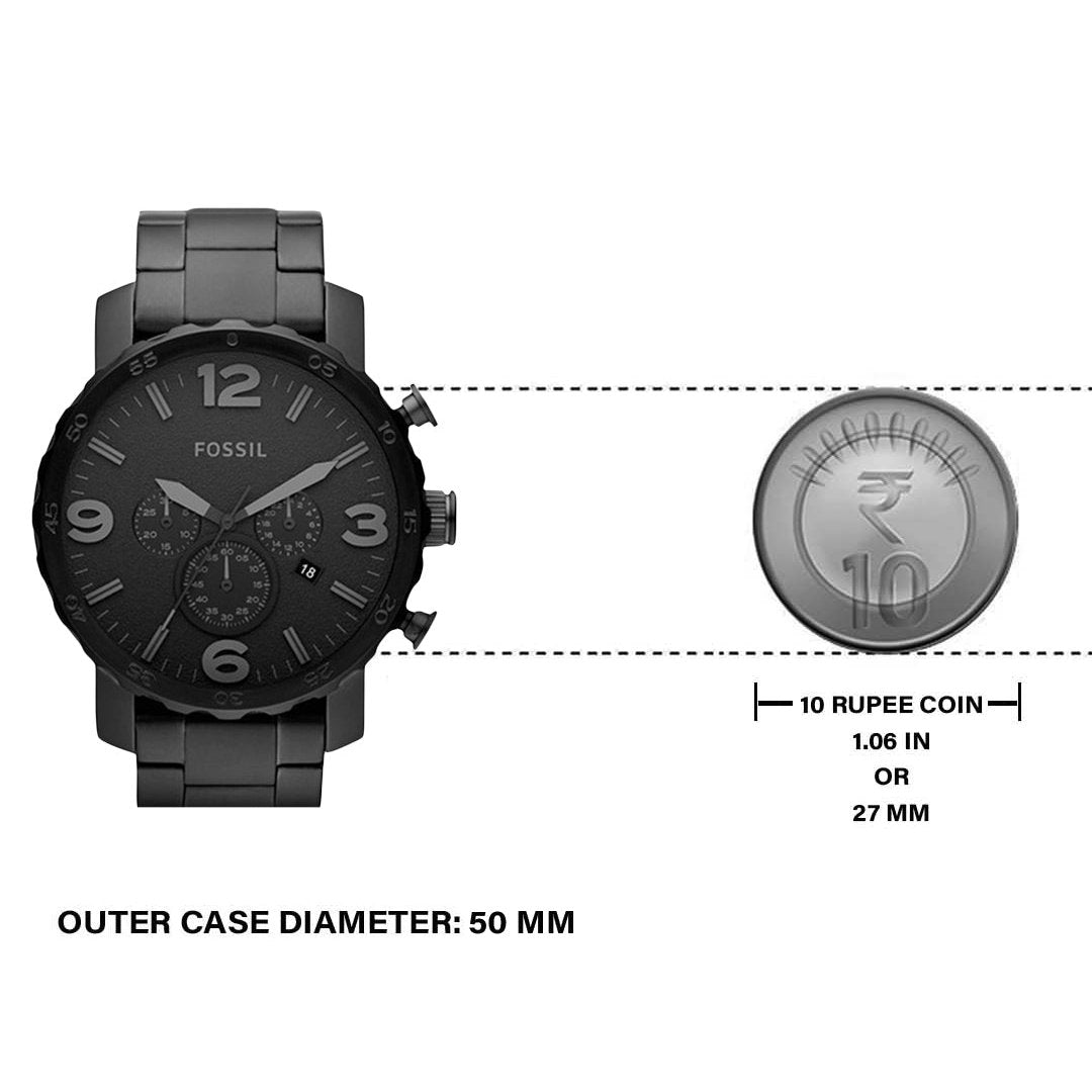  Shop Authentic Fossil Nate Chronograph Black Dial Black Steel Strap Watch for Men - JR1401 - Luxxuri