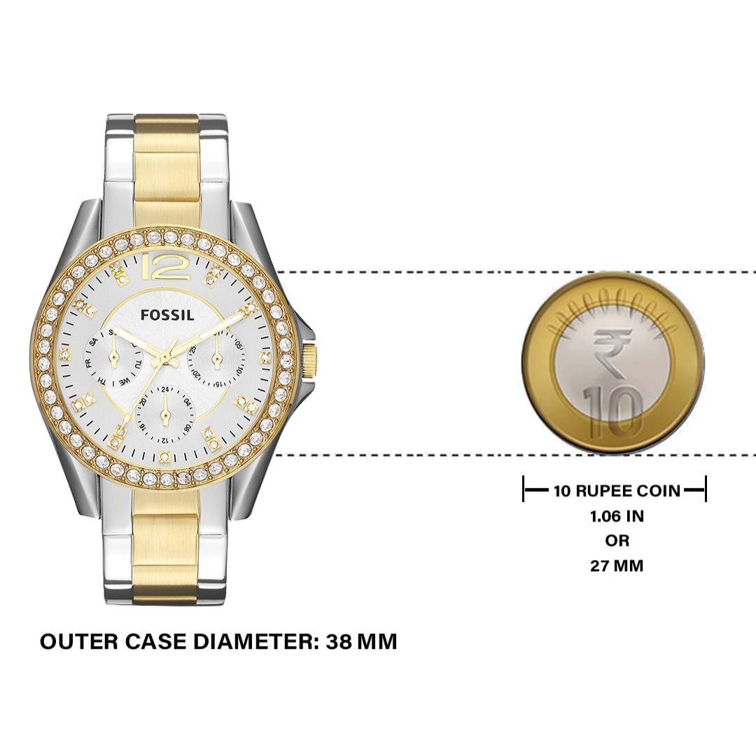  Shop Authentic Fossil Riley White Dial Two Tone Steel Strap Watch for Women - ES3204 - Luxxuri