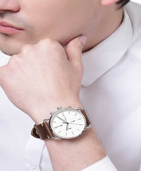  Shop Authentic Fossil The Commuter White Dial Brown Leather Strap Watch for Men - FS5402 - Luxxuri
