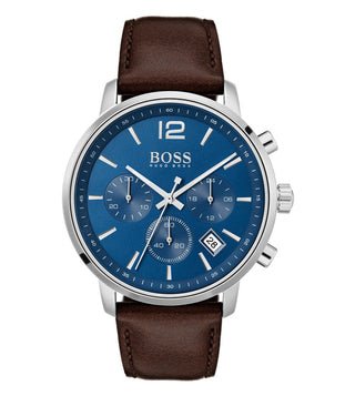  Shop Authentic Hugo Boss Attitude Blue Dial Brown Leather Strap Watch for Men - 1513606 - Luxxuri