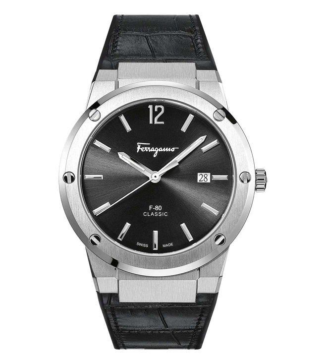  Shop Authentic Salvatore Ferragamo F-80 Classic Black Dial Black Leather Strap  Watch for Men - SFDT00219 - Luxxuri