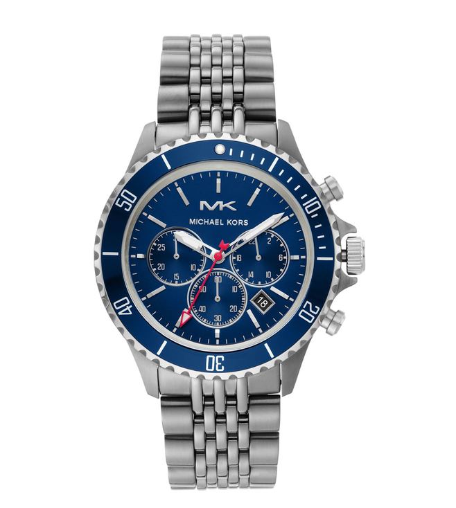  Shop Authentic Michael Kors Bayville Chronograph Blue Dial Grey Steel Strap Watch For Men - MK8727 - Luxxuri