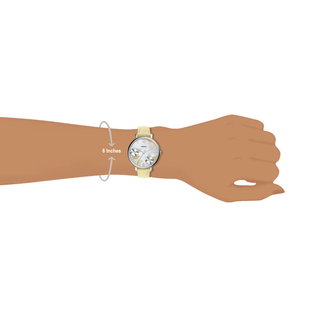  Shop Authentic Fossil Jacqueline Three-Hand White Dial Yellow Leather Strap Watch for Women - ES4812 - Luxxuri