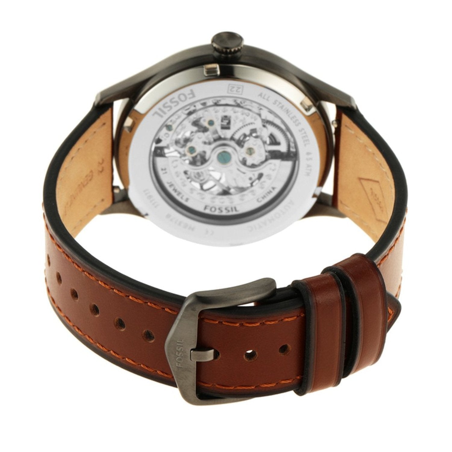  Shop Authentic Fossil Forrester Automatic Skeleton Grey Dial Brown Leather Strap Watch for Men - ME3178 - Luxxuri