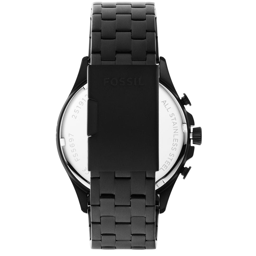  Shop Authentic Fossil Forrester Chronograph Black Dial Black Steel Strap Watch for Men - FS5697 - Luxxuri