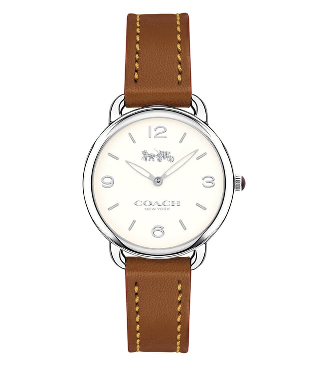 Coach Delancey Slim Cream Dial Brown Leather Strap Watch For Women - 14502789