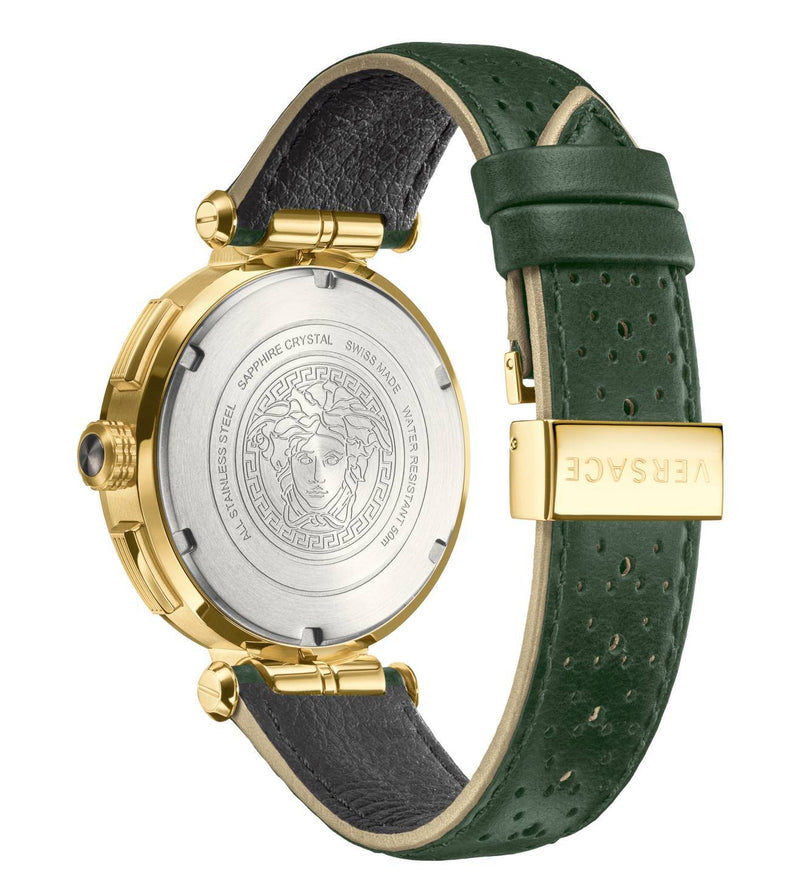  Shop Authentic Versace Aion Chronograph White Dial Green Leather Strap Watch for Men - VBR020017 - Luxxuri
